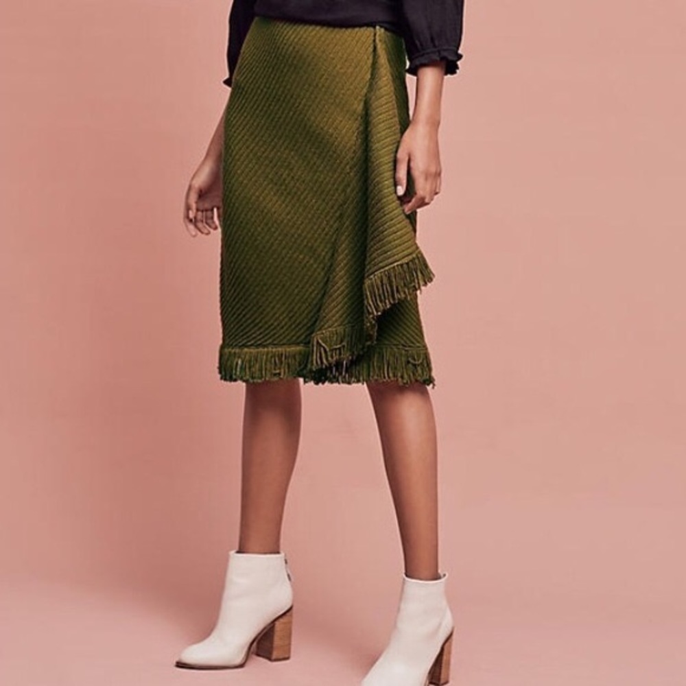 NWT Anthropologie Rosie Neira Wrap Fringe Skirt